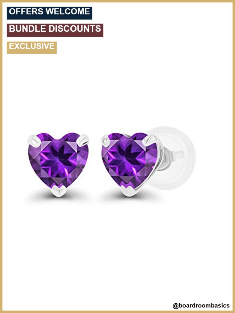 14K Solid White Gold Heart Birthstone Stud Earrings 0.90 CTW